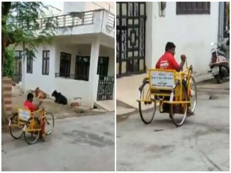 This video of Differently-Abled man delivering food on Tricycle is winning hearts online