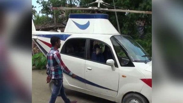 This man from Bihar turns his Tata Nano car into Helicopter that can't fly!
