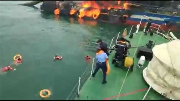 Massive fire engulfs Coast Guard's vessel ‘Coastal Jaguar’, 1 dead,1 missing, 27 rescued