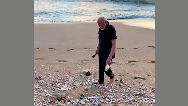 In pics: PM Modi plogging on a beach in Mamallapuram