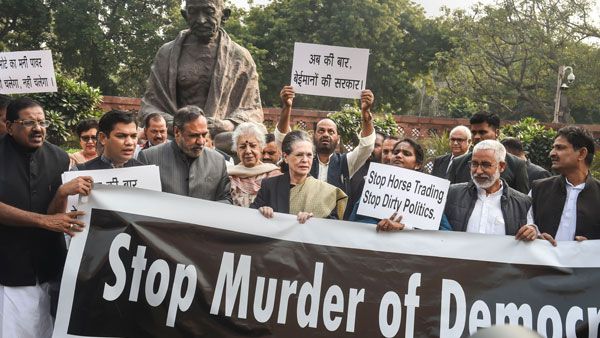 Marshals manhandled women MPs during protest over Maharashtra situation, alleges Congress