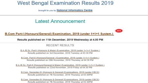 Direct link to check Calcutta University Result 2019 for B.Com Part 1 exam