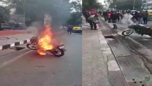 20-year-old man sets motorcycle on fire after being challaned for riding without helmet; arrested