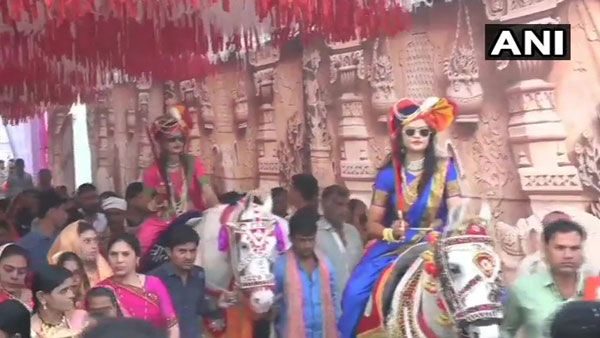 Bridal Baraat! Two sisters ride horses to reach grooms house as pre-wedding ritual in Madhya Pradesh