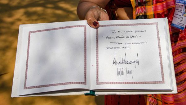Looks like heartbeat or ECG wave: Twitterati mocks Trump's signature on Sabarmati Ashram diary