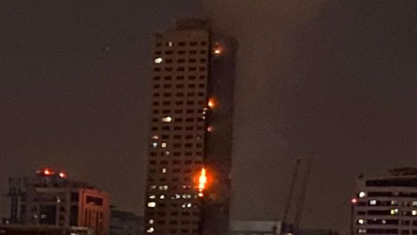 Massive fire at high-rise in Sharjah