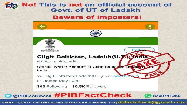 Fake Twitter handle of Gilgit-Baltistan, Ladakh UT India surfaces