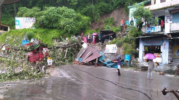 Several shops damaged in Landslide at Badrinath national highway as incessant rains lash Uttarakhand