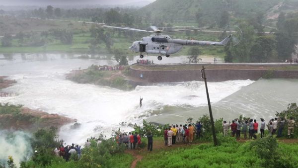 Watch: IAF Mi-17 helicopter rescues man from ‘torrential flow’ of water at Bilaspur’s Khutaghat Dam