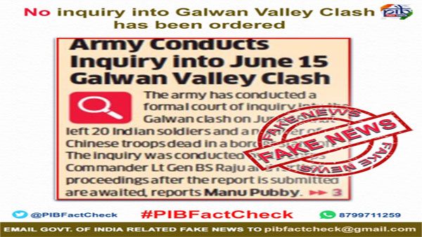 Fact check: Indian Army has not ordered an inquiry into Galwan Valley clash