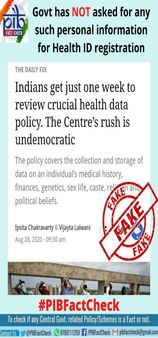 Fake: Govt has not sought personal details for health ID registration