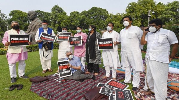 Harivansh meets Opposition MPs who staged overnight sit-in protest at Parliament