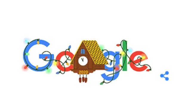 Google Doodle celebrates New Year’s eve with twinkling lights and confetti poppers