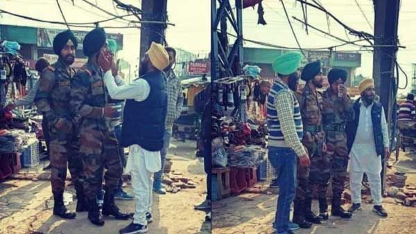 Fake: This soldier did not rush to Delhi border to meet father protesting against farm laws