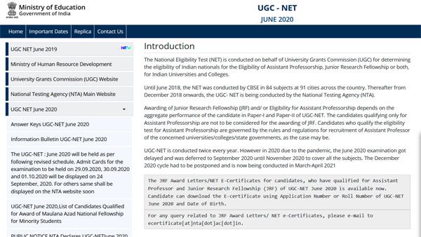 Dates, details for UGC-NET exam for Junior Research Fellowship eligibility for Assistant Professor announced