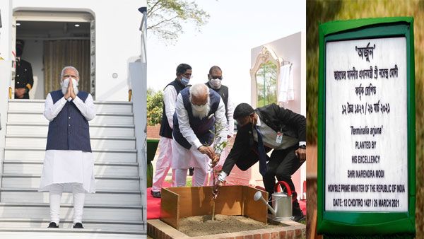 PM Modi arrives in Dhaka, plants sapling at National Martyr's Memorial