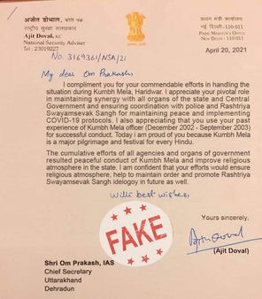 Prashant Bhushan circulates fake letter of NSA Doval complimenting Uttarakhand CM on Kumbh Mela