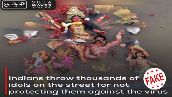 Fake: Indians did not throw idols of Gods for failure to protect against COVID-19