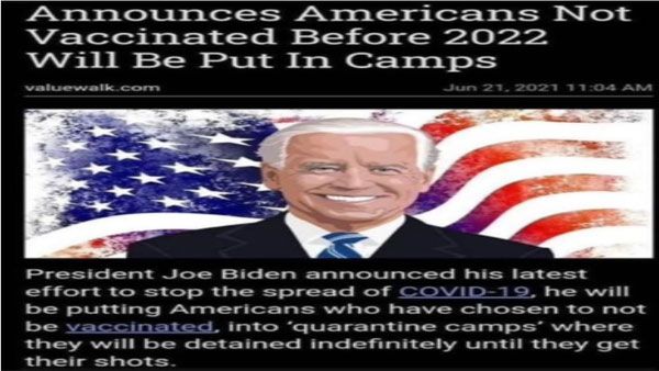 Fake: Biden has not ordered the detention of those who are not vaccinated