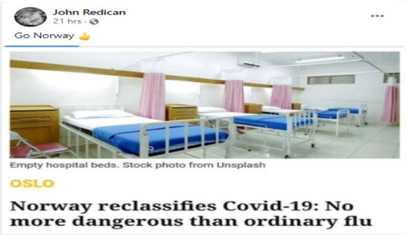Fact check: Has Norway said COVID-19 no more dangerous than ordinary flu?