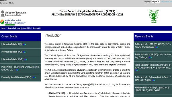 ICAR AIEEA 2021 result declared: Direct links to download UG, PG, PhD results