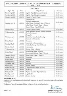 CISCE Semester 2 time tables released: Download here