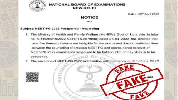 Fact check: NEET PG 2022 exam has been postponed?