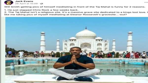 Fact: Did Will Smith meditate in front of Taj Mahal during a recent visit
