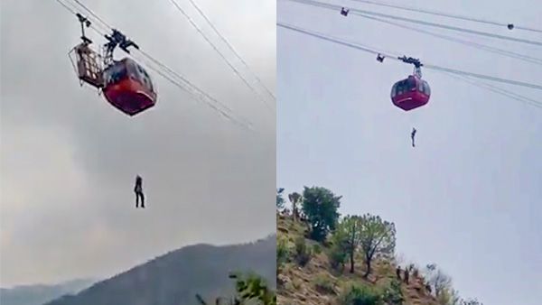 11 rescued as cable car stuck midair in Himachal Pradesh's Parwanoo| VIDEO