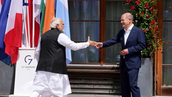 G7 Summit: German Chancellor Olaf Scholz welcomes PM Modi