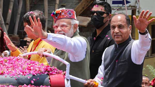 PM Modi holds road show in Himachal Pradesh's Dharamshala