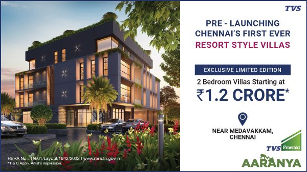 TVS Aaranya: 2 Bedroom Villas For Sale Near Medavakkam, Starting at Rs 1.20 Crore
