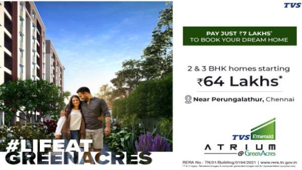 TVS Emerald Atrium: Pay just Rs.7 Lakh to book your dream home in Chennai
