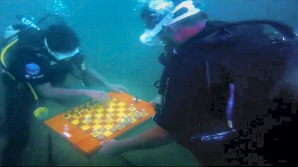 Plunging new depths to promote chess as scuba divers play chess undersea in Chennai