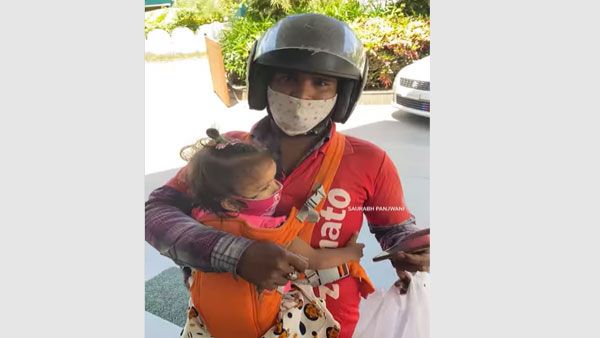 Internet is inspired by this Zomato delivery agent carrying his kids to work