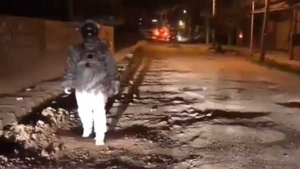 Fact Check: Video of astronaut walking on road shared with false claim that it is from J&K