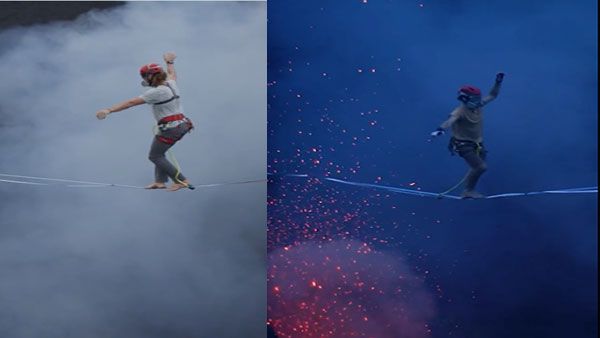 Watch: Two adrenaline junkies walk barefoot on slackline over an active volcano to set world record