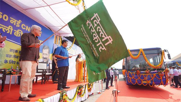 Delhi CM flags off 50 low-floored CNG buses in the capital