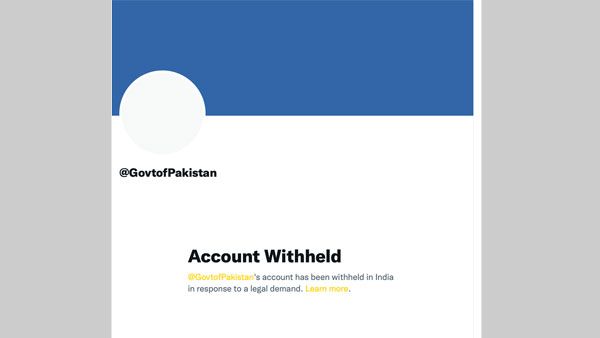 Pakistan Government’s Twitter account withheld in India