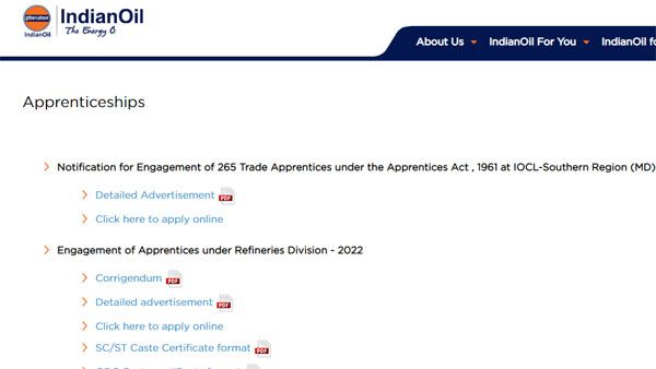 IOCL Apprentice Jobs 2022: Check vacancy, eligibility, selection process