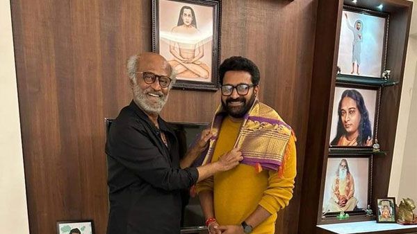 Rishab Shetty with 'Kantara' team meets Rajinikanth
