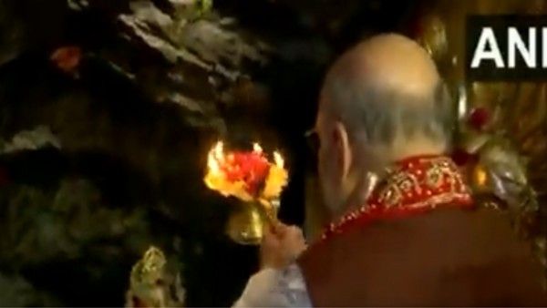 Amit Shah offers prayers at Mata Vaishno Devi Temple in Katra