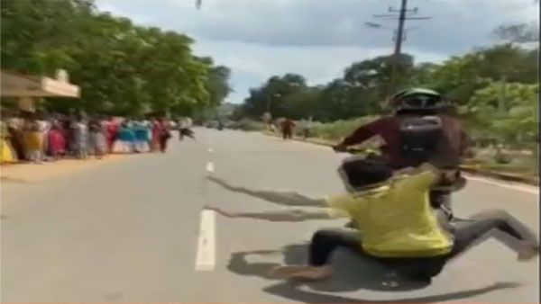 Viral video: Tamil Nadu youth falls from motorcycle while performing stunt