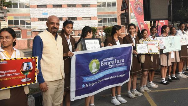 Students take pledge on Road Safety, create awareness to Bengaluru citizens