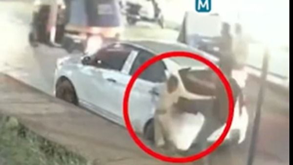 In Kerala Sihshad Muhammad brutally kicks 6 year old boy for leaning on his car