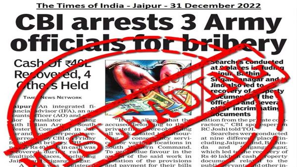 Fact Check: Army calls out leading newspaper on arrest of three of its officials by CBI