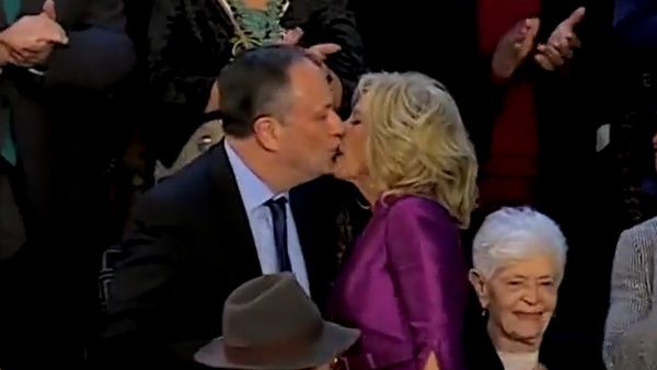 US prez Biden's wife caught kissing Kamala Harris' husband 'on the lips'