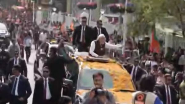 'Modi-Modi' chants reverberate as PM Modi holds roadshow in Shillong