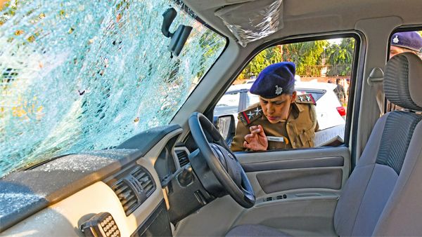 Armed Sikhs go on a rampage in Chandigarh, loot riot gear, fire tender: Watch