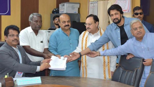 Nadda, Sudeep by sides, Bommai files nomination amid fanfare in Shiggaon